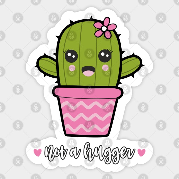 Not A Hugger Cute Cactus Sticker by FloraLi